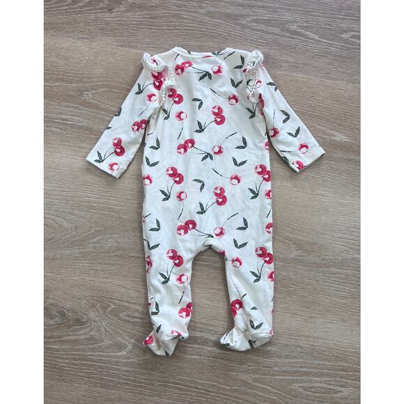 Jessica Simpson Snap Cherry Ruffle Footie - Size 3-6m - Picture 2 of 4